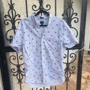 J Crew Men's White and Red crab striped Shirt